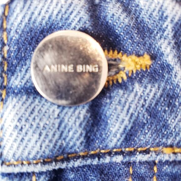 ANINE BING Sonya High Rise Straight Leg Jeans Raw Hem Women's Size 30 - Picture 3 of 16